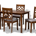 Baxton Studio Celina Modern and Contemporary Grey Fabric Upholstered and Walnut Brown Finished Wood 5-Piece Dining Set