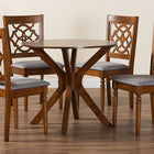 Baxton Studio Sadie Modern Grey and Walnut Brown Wood 5-Piece Dining Set