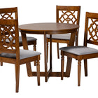 Baxton Studio Valerie Modern Grey and Walnut Brown Wood 5-Piece Dining Set