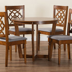 Baxton Studio Valerie Modern Grey and Walnut Brown Wood 5-Piece Dining Set