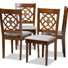 Baxton Studio Lylah Modern and Contemporary Grey Fabric Upholstered and Walnut Brown Finished Wood 4-Piece Dining Chair Set
