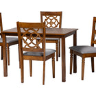 Baxton Studio Renaud Modern Grey and Walnut Brown Wood 5-Piece Dining Set