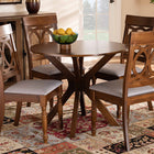 Baxton Studio Jessie Modern and Contemporary Grey Fabric Upholstered and Walnut Brown Finished Wood 5-Piece Dining Set