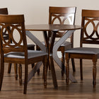 Baxton Studio Jessie Modern and Contemporary Grey Fabric Upholstered and Walnut Brown Finished Wood 5-Piece Dining Set