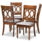 Baxton Studio Lucie Modern and Contemporary Grey Fabric Upholstered and Walnut Brown Finished Wood 4-Piece Dining Chair Set