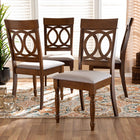 Baxton Studio Lucie Modern and Contemporary Grey Fabric Upholstered and Walnut Brown Finished Wood 4-Piece Dining Chair Set