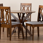 Baxton Studio Callie Modern and Contemporary Grey Fabric Upholstered and Walnut Brown Finished Wood 5-Piece Dining Set