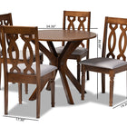 Baxton Studio Callie Modern and Contemporary Grey Fabric Upholstered and Walnut Brown Finished Wood 5-Piece Dining Set