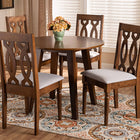 Baxton Studio Pia Modern and Contemporary Grey Fabric Upholstered and Walnut Brown Finished Wood 5-Piece Dining Set