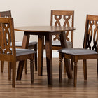 Baxton Studio Pia Modern and Contemporary Grey Fabric Upholstered and Walnut Brown Finished Wood 5-Piece Dining Set