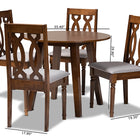 Baxton Studio Pia Modern and Contemporary Grey Fabric Upholstered and Walnut Brown Finished Wood 5-Piece Dining Set