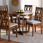 Baxton Studio Julie Modern and Contemporary Grey Fabric Upholstered and Walnut Brown Finished Wood 5-Piece Dining Set