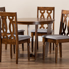 Baxton Studio Julie Modern and Contemporary Grey Fabric Upholstered and Walnut Brown Finished Wood 5-Piece Dining Set