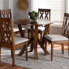 Baxton Studio Elaine Modern and Contemporary Grey Fabric Upholstered and Walnut Brown Finished Wood 5-Piece Dining Set