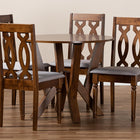 Baxton Studio Elaine Modern and Contemporary Grey Fabric Upholstered and Walnut Brown Finished Wood 5-Piece Dining Set