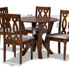 Baxton Studio Elaine Modern and Contemporary Grey Fabric Upholstered and Walnut Brown Finished Wood 5-Piece Dining Set
