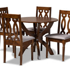 Baxton Studio Mona Modern and Contemporary Grey Fabric Upholstered and Walnut Brown Finished Wood 5-Piece Dining Set