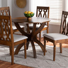 Baxton Studio Mona Modern and Contemporary Grey Fabric Upholstered and Walnut Brown Finished Wood 5-Piece Dining Set