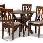 Baxton Studio Mona Modern and Contemporary Grey Fabric Upholstered and Walnut Brown Finished Wood 5-Piece Dining Set