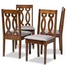 Baxton Studio Cherese Modern and Contemporary Grey Fabric Upholstered Walnut Brown Finished 4-Piece Wood Dining Chair Set