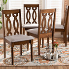 Baxton Studio Cherese Modern and Contemporary Grey Fabric Upholstered Walnut Brown Finished 4-Piece Wood Dining Chair Set