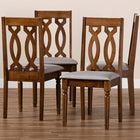 Baxton Studio Cherese Modern and Contemporary Grey Fabric Upholstered Walnut Brown Finished 4-Piece Wood Dining Chair Set