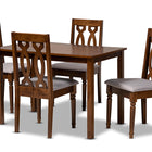 Baxton Studio Kasia Modern and Contemporary Grey Fabric Upholstered and Walnut Brown Finished Wood 5-Piece Dining Set