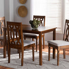 Baxton Studio Kasia Modern and Contemporary Grey Fabric Upholstered and Walnut Brown Finished Wood 5-Piece Dining Set