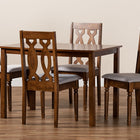 Baxton Studio Kasia Modern and Contemporary Grey Fabric Upholstered and Walnut Brown Finished Wood 5-Piece Dining Set