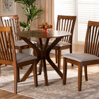 Baxton Studio Lore Modern and Contemporary Grey Fabric Upholstered and Walnut Brown Finished Wood 5-Piece Dining Set