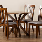 Baxton Studio Lore Modern and Contemporary Grey Fabric Upholstered and Walnut Brown Finished Wood 5-Piece Dining Set