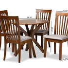 Baxton Studio Lore Modern and Contemporary Grey Fabric Upholstered and Walnut Brown Finished Wood 5-Piece Dining Set