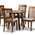 Baxton Studio Lida Modern and Contemporary Grey Fabric Upholstered and Walnut Brown Finished Wood 5-Piece Dining Set