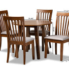 Baxton Studio Lida Modern and Contemporary Grey Fabric Upholstered and Walnut Brown Finished Wood 5-Piece Dining Set
