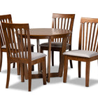Baxton Studio Andi Modern and Contemporary Grey Fabric Upholstered and Walnut Brown Finished Wood 5-Piece Dining Set