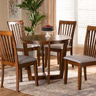 Baxton Studio Andi Modern and Contemporary Grey Fabric Upholstered and Walnut Brown Finished Wood 5-Piece Dining Set