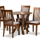 Baxton Studio Marian Modern and Contemporary Grey Fabric Upholstered and Walnut Brown Finished Wood 5-Piece Dining Set