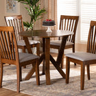 Baxton Studio Marian Modern and Contemporary Grey Fabric Upholstered and Walnut Brown Finished Wood 5-Piece Dining Set