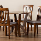 Baxton Studio Marian Modern and Contemporary Grey Fabric Upholstered and Walnut Brown Finished Wood 5-Piece Dining Set