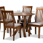 Baxton Studio Marian Modern and Contemporary Grey Fabric Upholstered and Walnut Brown Finished Wood 5-Piece Dining Set