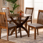 Baxton Studio Bailey Modern and Contemporary Grey Fabric Upholstered and Walnut Brown Finished Wood 5-Piece Dining Set