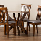 Baxton Studio Bailey Modern and Contemporary Grey Fabric Upholstered and Walnut Brown Finished Wood 5-Piece Dining Set
