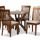 Baxton Studio Bailey Modern and Contemporary Grey Fabric Upholstered and Walnut Brown Finished Wood 5-Piece Dining Set