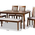 Baxton Studio Minette Modern and Contemporary Grey Fabric Upholstered and Walnut Brown Finished Wood 6-Piece Dining Set