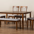 Baxton Studio Minette Modern and Contemporary Grey Fabric Upholstered and Walnut Brown Finished Wood 6-Piece Dining Set