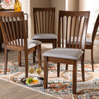 Baxton Studio Minette Modern and Contemporary Grey Fabric Upholstered Walnut Brown Finished Wood Dining Chair Set