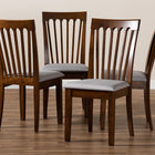 Baxton Studio Minette Modern and Contemporary Grey Fabric Upholstered Walnut Brown Finished Wood Dining Chair Set