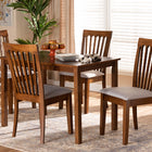 Baxton Studio Seda Modern and Contemporary Grey Fabric Upholstered and Walnut Brown Finished Wood 5-Piece Dining Set