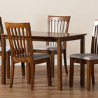 Baxton Studio Seda Modern and Contemporary Grey Fabric Upholstered and Walnut Brown Finished Wood 5-Piece Dining Set