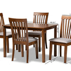 Baxton Studio Seda Modern and Contemporary Grey Fabric Upholstered and Walnut Brown Finished Wood 5-Piece Dining Set